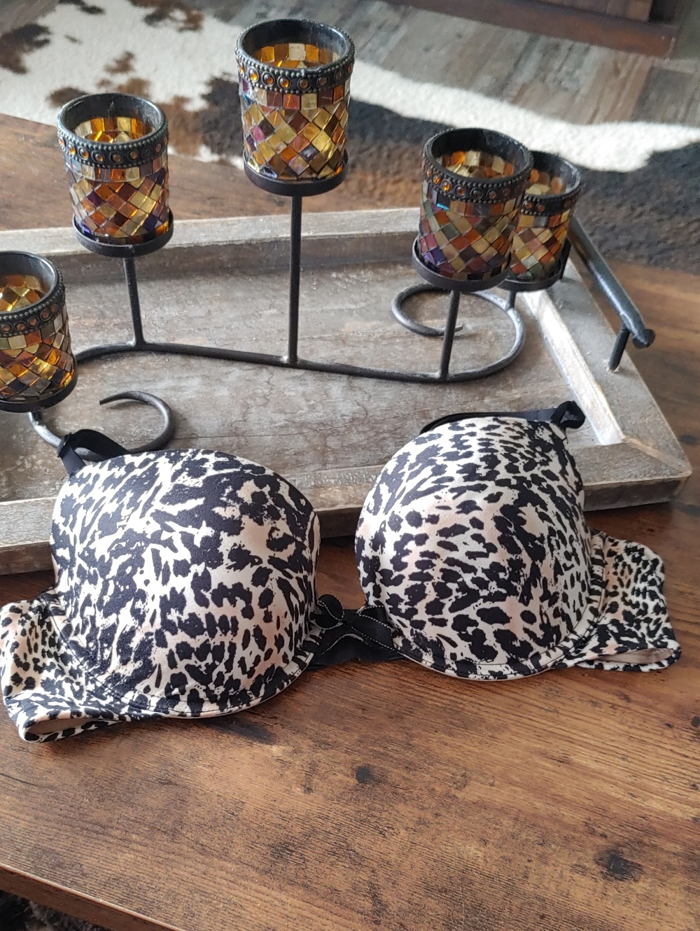 Sexy 36C Maidenform brown Cheetah Print Padded Underwire Push Up Bra